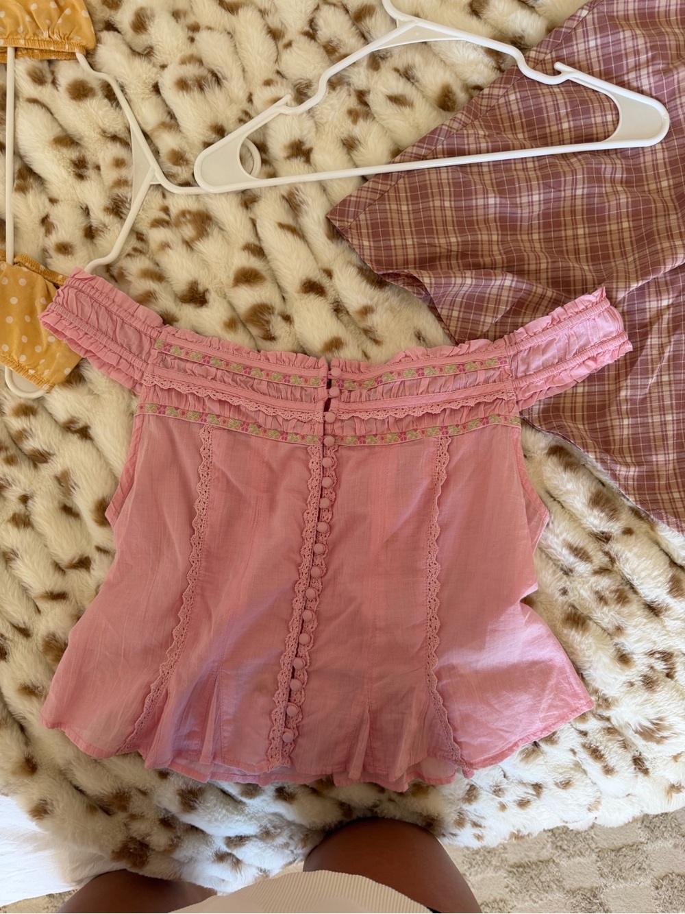 Free People Pink Off-the-Shoulder Ruffle Shorts